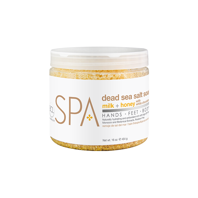 BCL SPA Dead Sea Salt Soak Milk + Honey w/ White Chocolate 16 oz (454 gr)